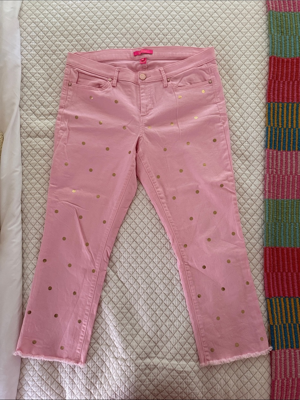 Lilly Pulitzer Pink and Gold Polka Dot Jeans